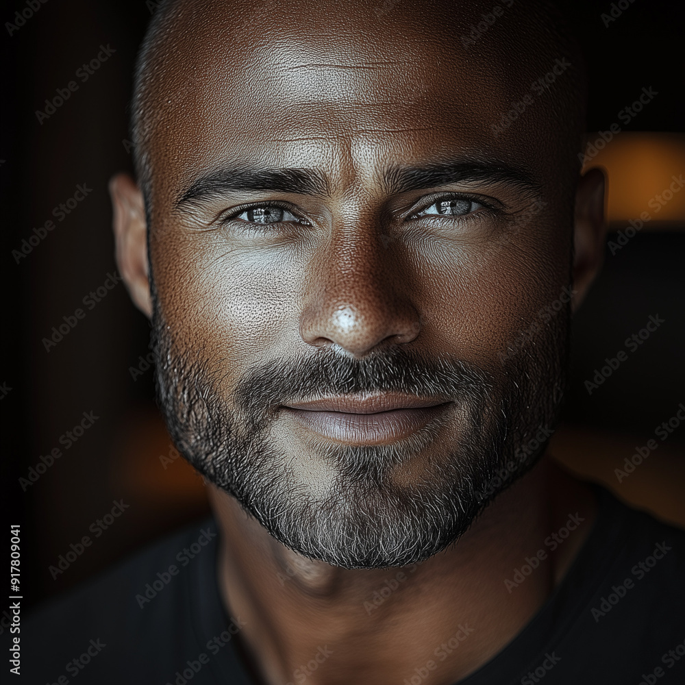 A handsome bald man smiling A handsome bald man smiling