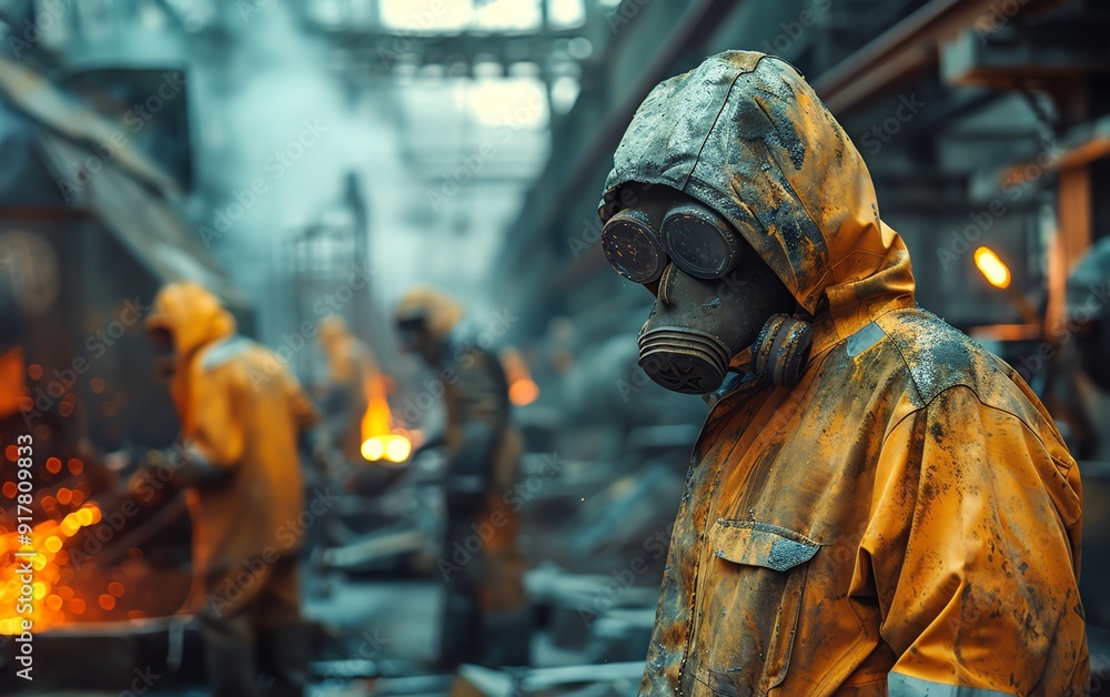 Shaped steel production line, workers in protective gear, high resolution, 8K quality, realistic photography Shaped steel production line, workers in protective gear, high resolution, 8K quality, realistic photography