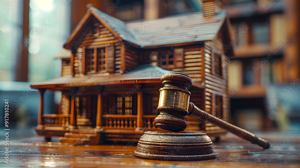 Judge auction and real estate concept. Law hammer and house model. Real estate law. Taxes and profits invested in real estate and home purchase. Judge auction and real estate concept. Law hammer and house model. Real estate law. Taxes and profits invested in real estate and home purchase.