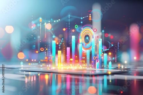 Abstract Data Visualization with Colorful Bars and Rings.