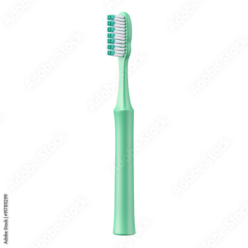 A vibrant green toothbrush designed for effective cleaning and oral hygiene. Perfect for daily dental care routines. photo