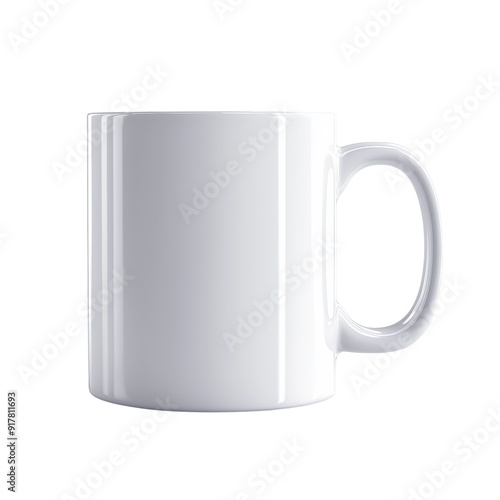 A plain white ceramic mug ready for custom designs, perfect for beverages or as a gift item for any occasion.