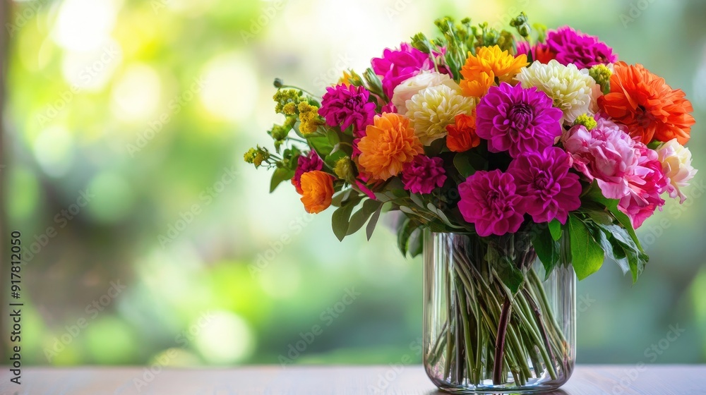 A striking bouquet of fresh, vibrant flowers in a clear vase, capturing the beauty and variety of the blooms. A striking bouquet of fresh, vibrant flowers in a clear vase, capturing the beauty and variety of the blooms.
