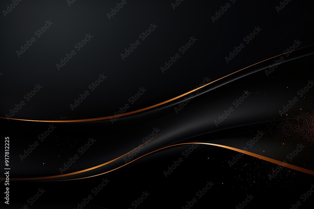 Abstract black background with golden lines and sparkle. Abstract black background with golden lines and sparkle.