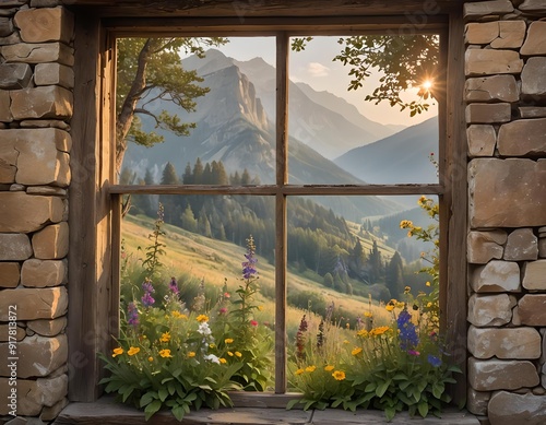 window view, Mountains view, Greenery, Beautiful mountains view from the window