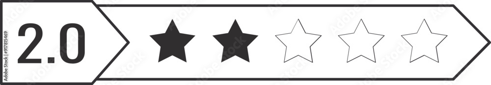 Fototapeta premium Two Stars Rating vector illustration perfect for product reviews, user ratings, feedback systems, and evaluation graphics.