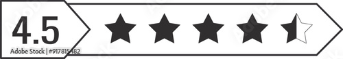 Four and a half Stars Rating vector illustration perfect for product reviews, user ratings, feedback systems, and evaluation graphics.
