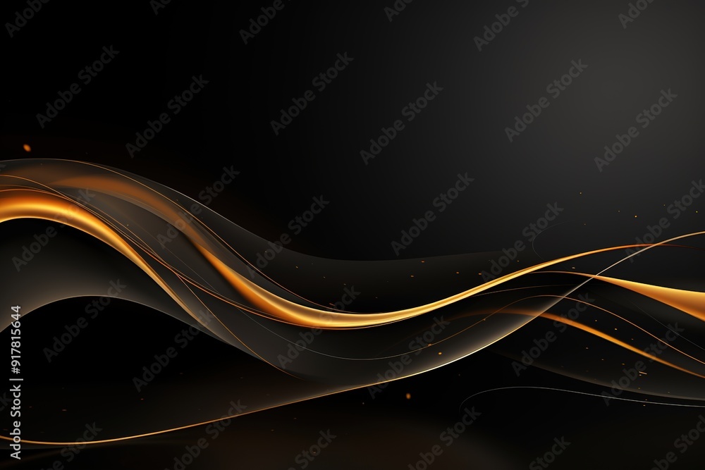 Abstract black background with golden wave. Abstract black background with golden wave.
