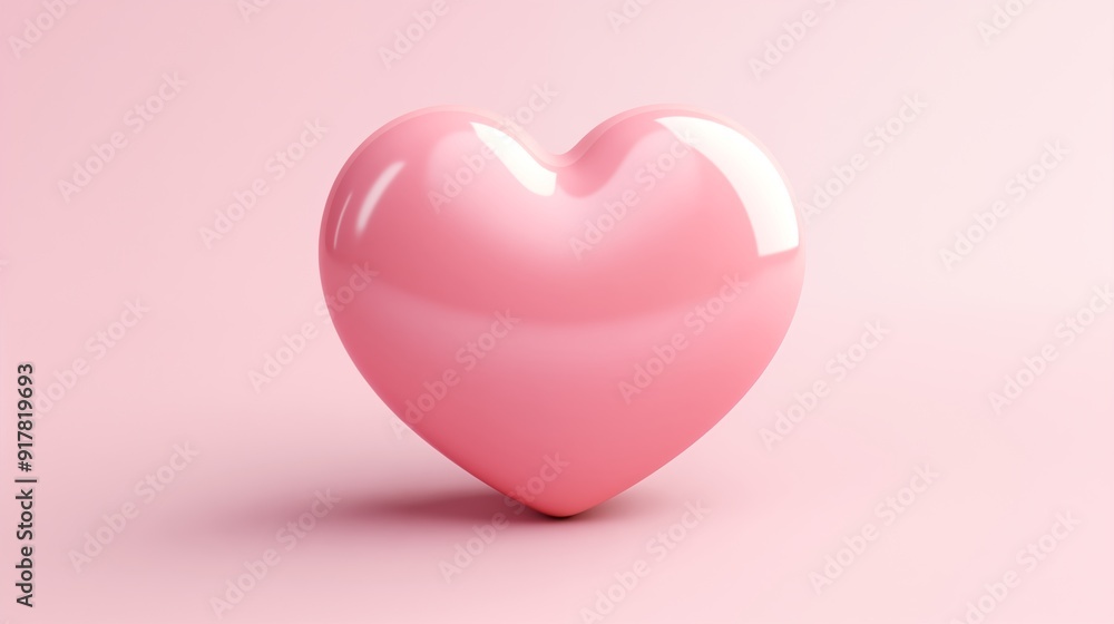 Shiny Pink Heart Illustration on Soft Pink Background Perfect for Valentine's Day and Romantic Designs Shiny Pink Heart Illustration on Soft Pink Background Perfect for Valentine's Day and Romantic Designs