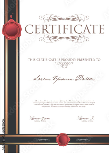Appreciation and Achievement Certificate Template Design, Clean modern certificate, Diploma Certificate vector template, achievement certificate with badge.portrait 