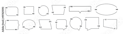 Quote boxes. Quotation sentence box design, idea paragraph marks comment sentencing mention description bubbles with commas set.