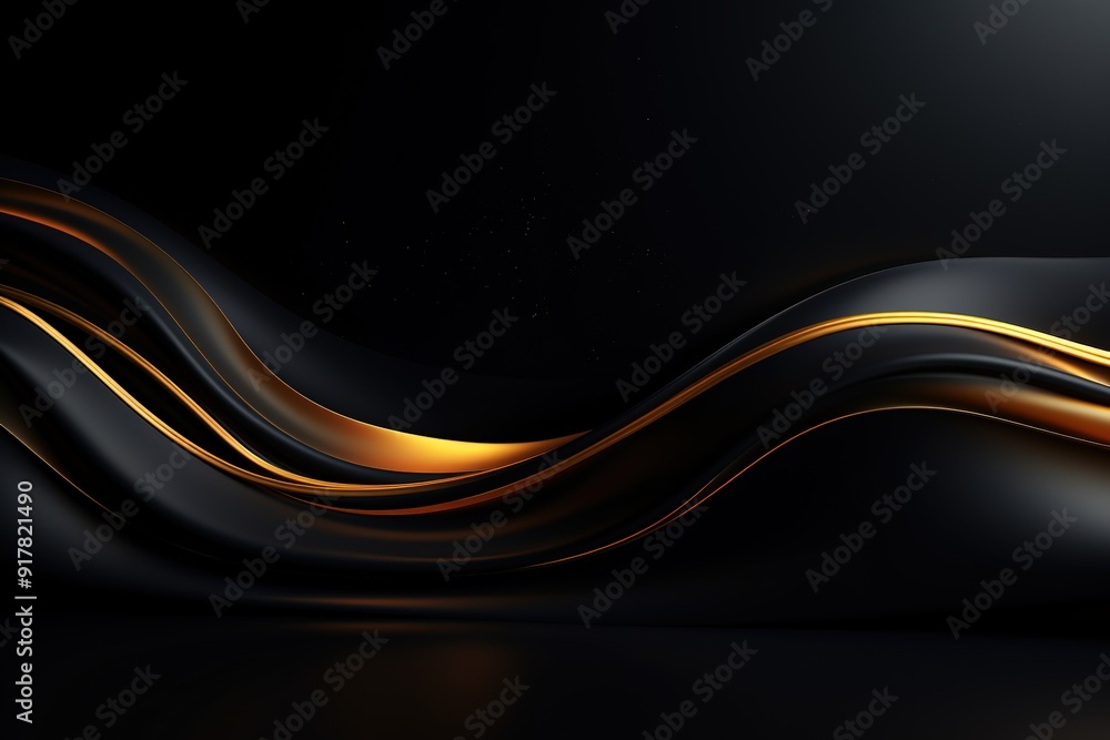 Obraz premium Abstract black and gold waves background.
