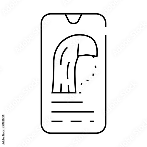 app with ar showing hairstyle line icon vector. app with ar showing hairstyle sign. isolated contour symbol black illustration