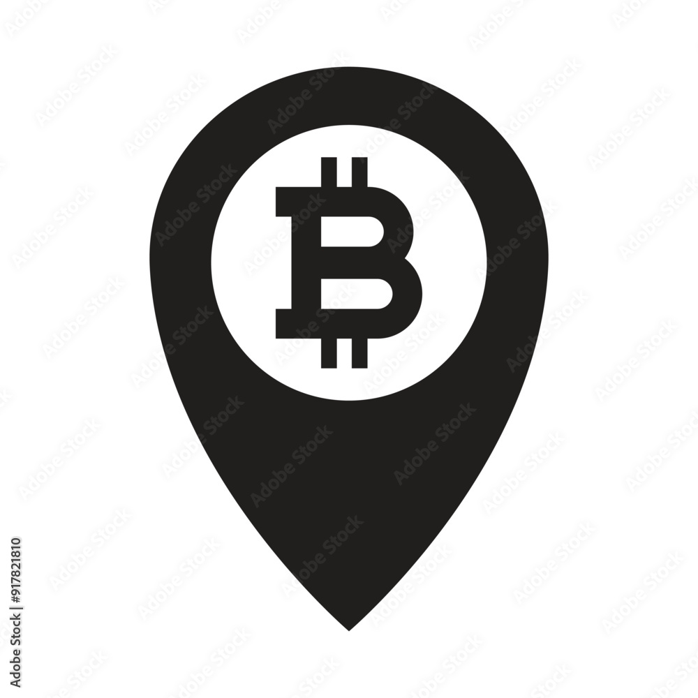 Vector Bitcoin Location Pin Sign Vector Bitcoin Location Pin Sign
