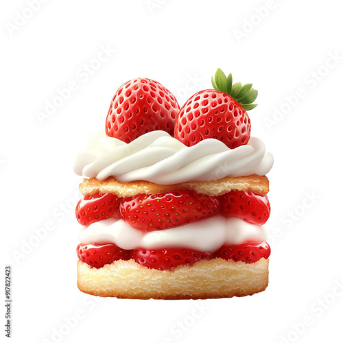 Delicious strawberry shortcake topped with fresh strawberries and whipped cream, perfect for dessert lovers. photo