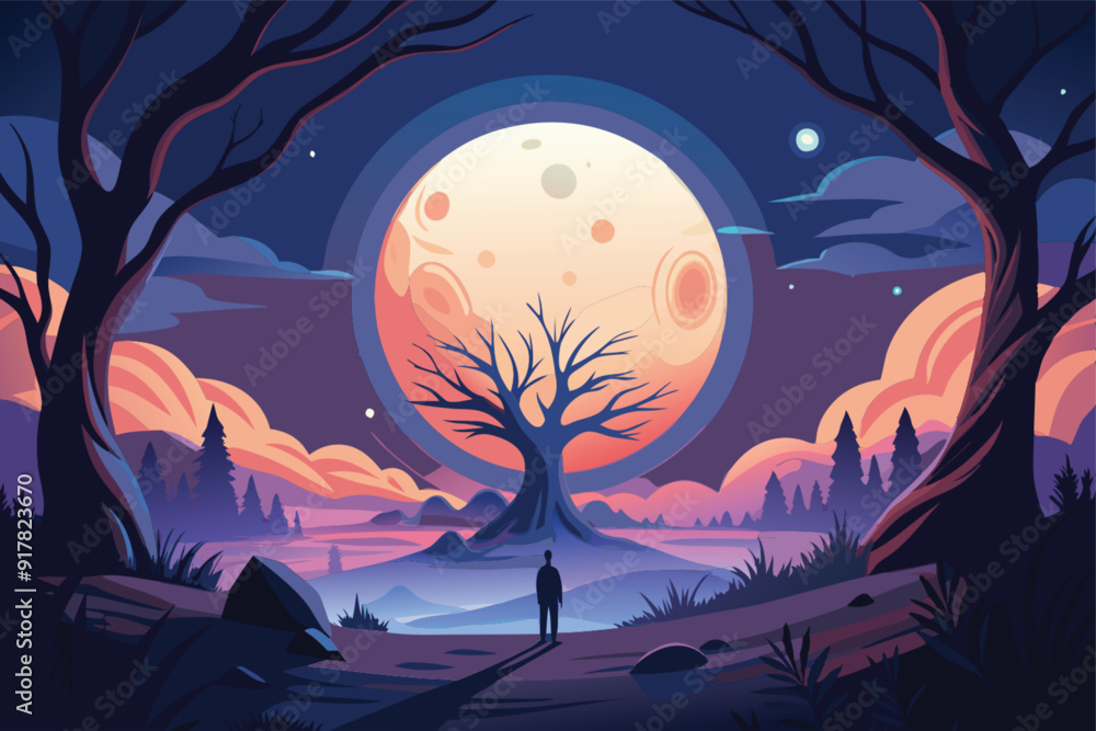 halloween background with moon