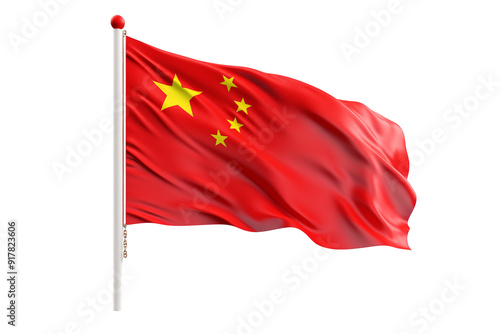China flag on transparent background. China flag isolated on transparent background png cutouts. Image for graphic designer. Image for flyers. Image for communication. Patriotic China. Chinese.