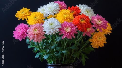 Wallpaper Mural An elegant vase filled with a beautiful mix of colorful chrysanthemums, highlighting their bright and varied petals. Torontodigital.ca