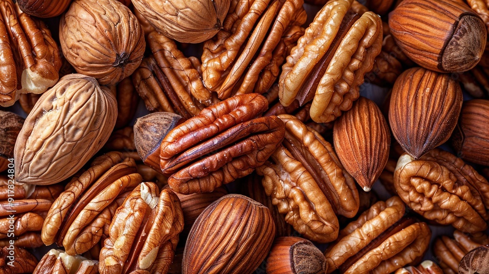A heap of nuts with brown shells and nuts on top and bottom is shown A heap of nuts with brown shells and nuts on top and bottom is shown