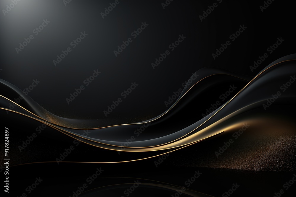 Abstract black and gold waves with a soft light in the background. Abstract black and gold waves with a soft light in the background.
