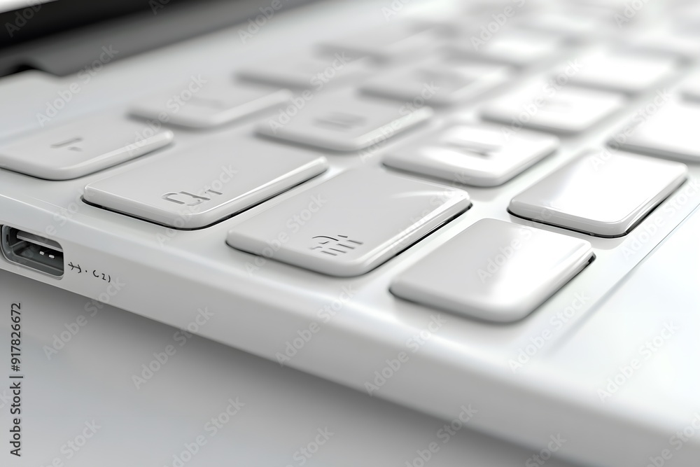 White Laptop Keyboard Close-Up 3D Illustration White Laptop Keyboard Close-Up 3D Illustration