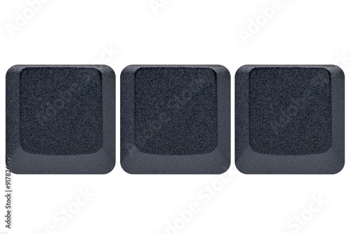 3 Black empty keys buttons from a keyboard 