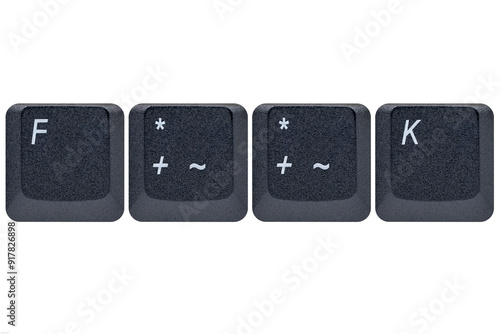 Black keys buttons from a keyboard showing the word F**K
