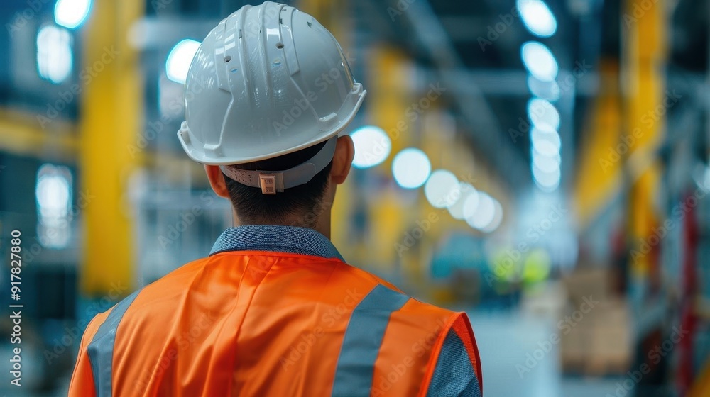 Industrial safety engineer, ensuring safety, close up, workplace safety, surreal, overlay, factory floor Industrial safety engineer, ensuring safety, close up, workplace safety, surreal, overlay, factory floor