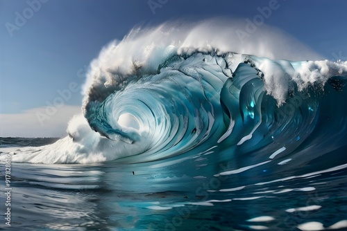 A majestic wave frozen in time showcasing nature s dynamic artistry Generative AI photo