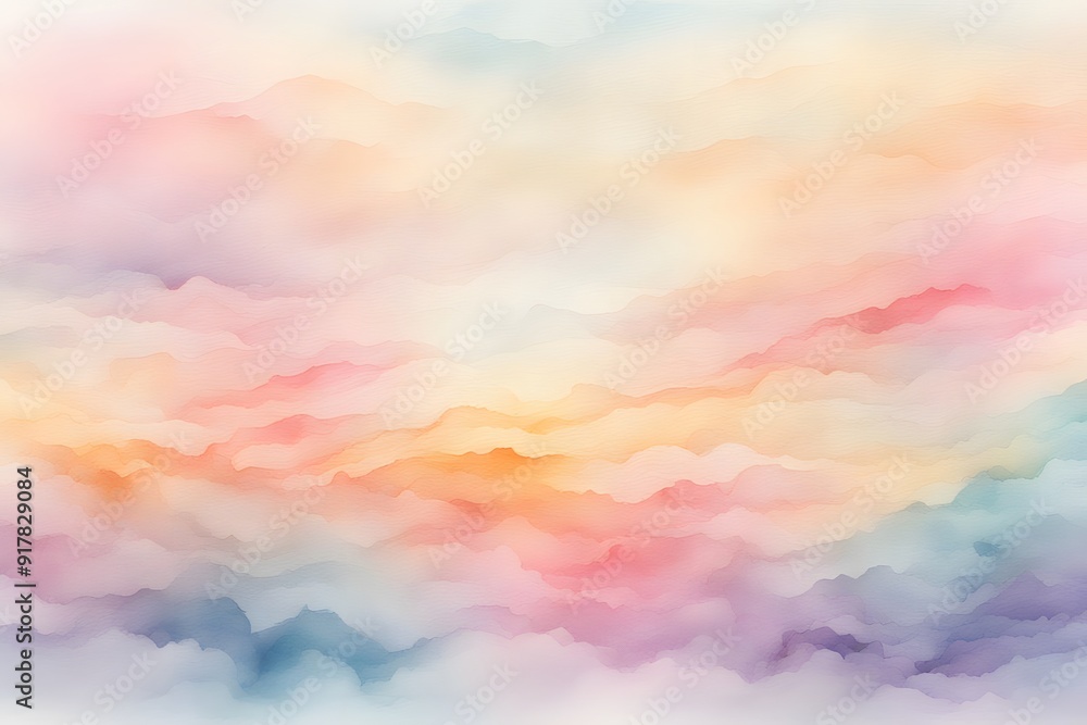 A delicate splash of pastel colors resembling a morning sunrise watercolor background, AI Generated A delicate splash of pastel colors resembling a morning sunrise watercolor background, AI Generated