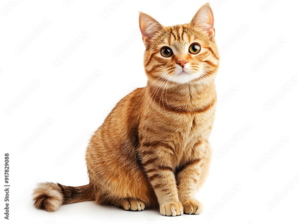 Orange Tabby Cat Sitting on White Background Photo Orange Tabby Cat Sitting on White Background Photo