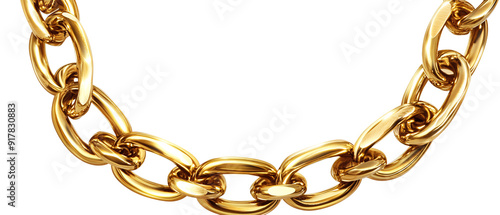 Shiny Gold Chain Links Isolated on Black Background