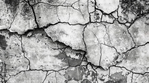 Detailed cracked concrete wall texture background for design.