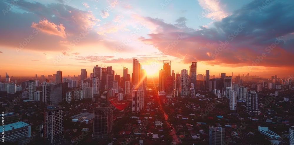 Fototapeta premium Sunset over Cityscape