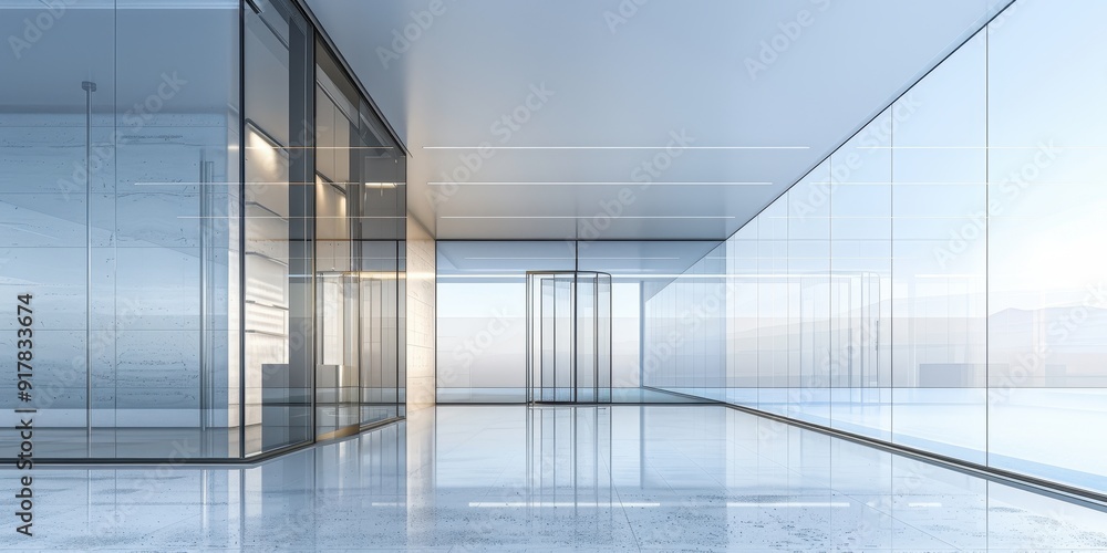 A large, empty room with a glass ceiling and floor A large, empty room with a glass ceiling and floor