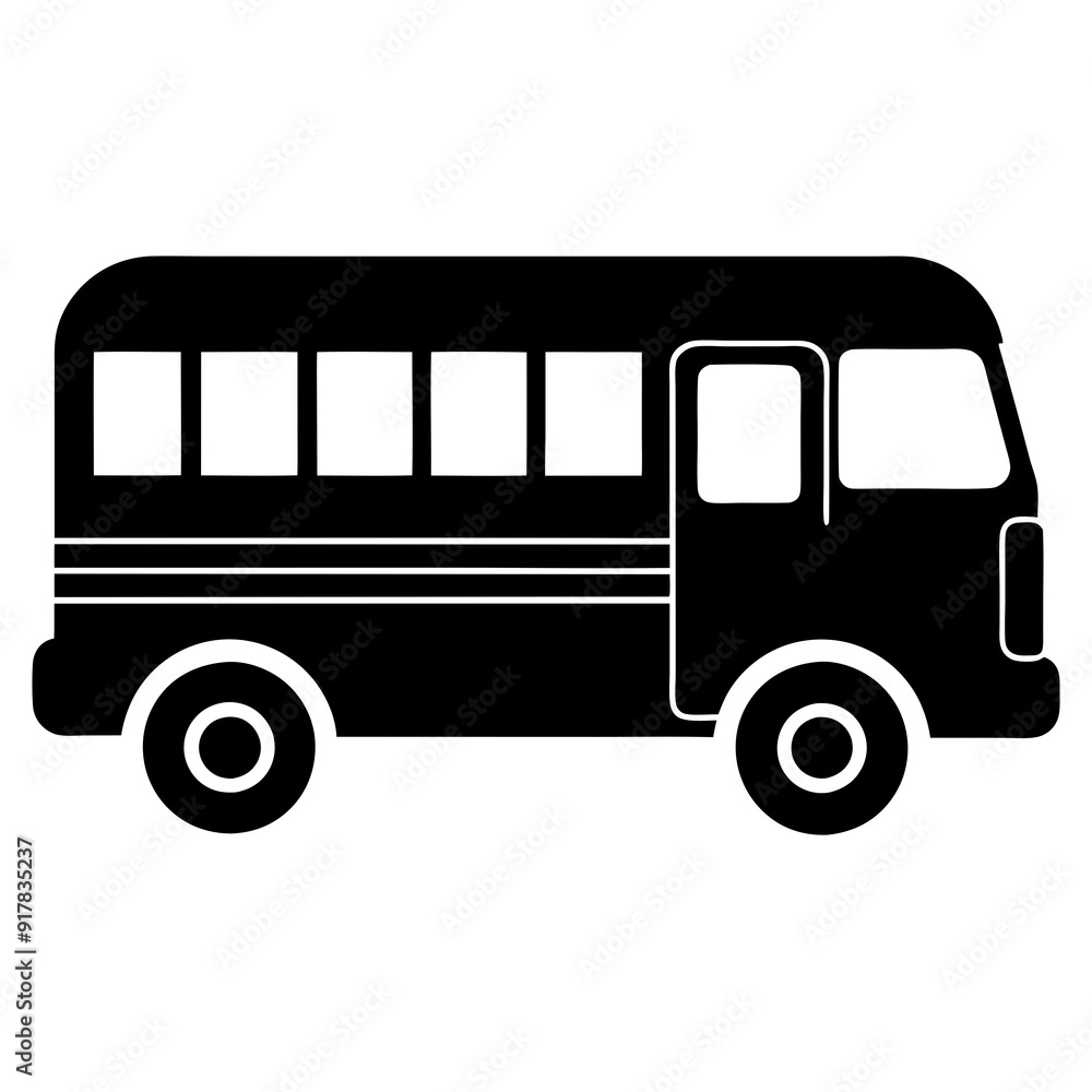 School bus icon isolated silhouette vector illustration on white background School bus icon isolated silhouette vector illustration on white background