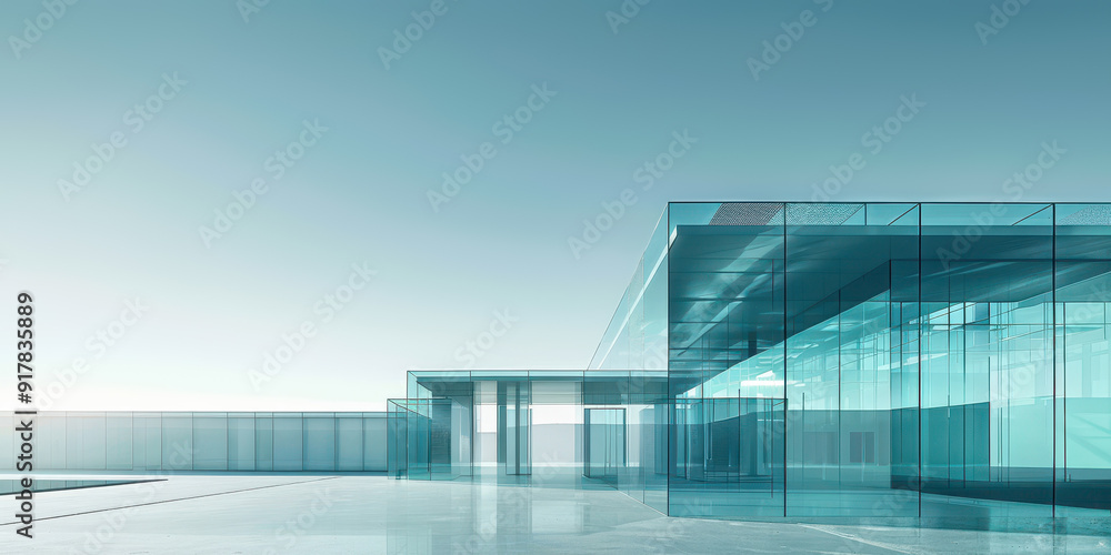 Fototapeta premium A large glass building with a blue sky in the background