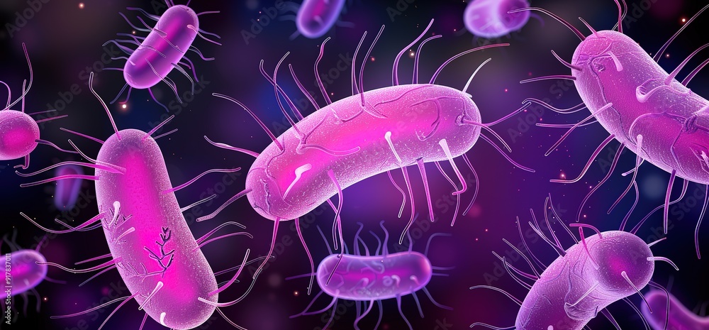 A microscopic illustration of bacteria, showing their structure and movement. A great image for science, education, and health related projects. A microscopic illustration of bacteria, showing their structure and movement. A great image for science, education, and health related projects.