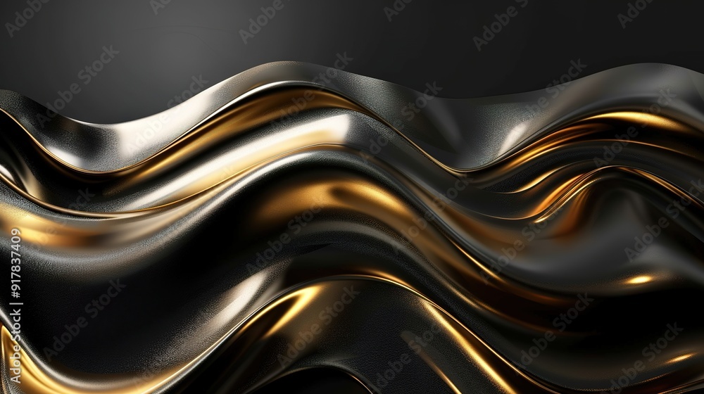 Abstract black and gold wavy background. Abstract black and gold wavy background.