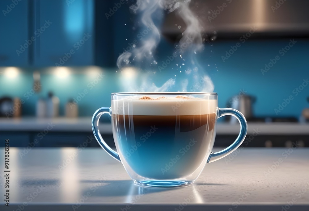 Two cups of coffee sit on a table with a coffee cup in front of them Two cups of coffee sit on a table with a coffee cup in front of them