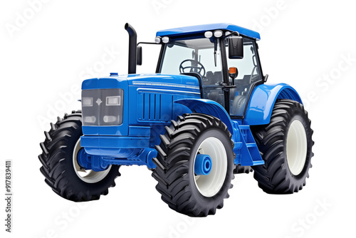 Agricultural blue tractor on transparent background.  Topics related to the agricultural world. Image for graphic designer. Agricultural job offer. Organic farming Transparent background png cutouts
