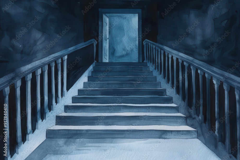Haunted mansion visit, spooky halls, eerie atmosphere, Watercolor style Haunted mansion visit, spooky halls, eerie atmosphere, Watercolor style