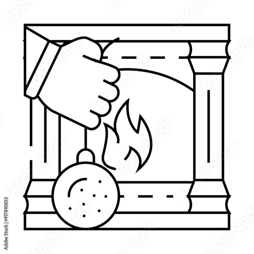 fireplace repair line icon vector. fireplace repair sign. isolated contour symbol black illustration