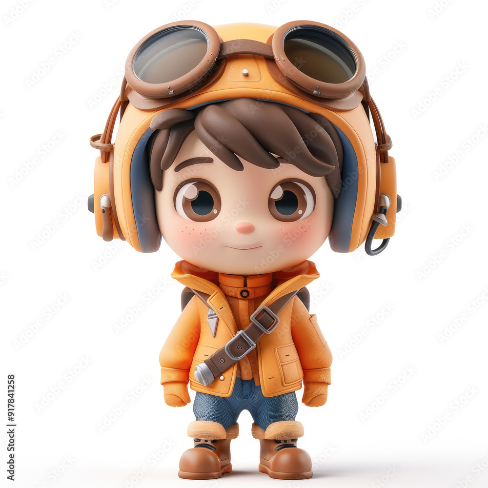 Cartoon cute boy Pilot. A 3D character on a white background Cartoon cute boy Pilot. A 3D character on a white background