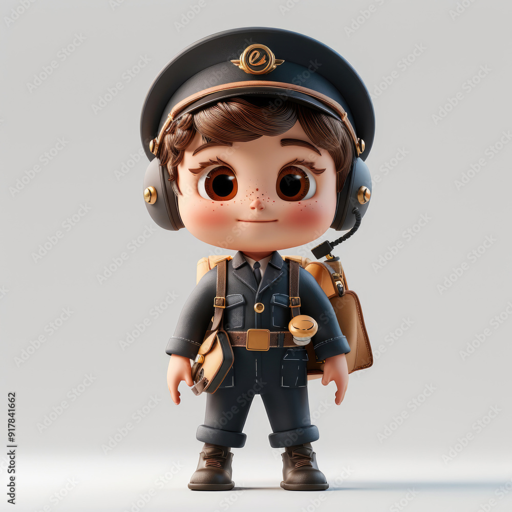 Cartoon cute boy Pilot. A 3D character on a white background Cartoon cute boy Pilot. A 3D character on a white background