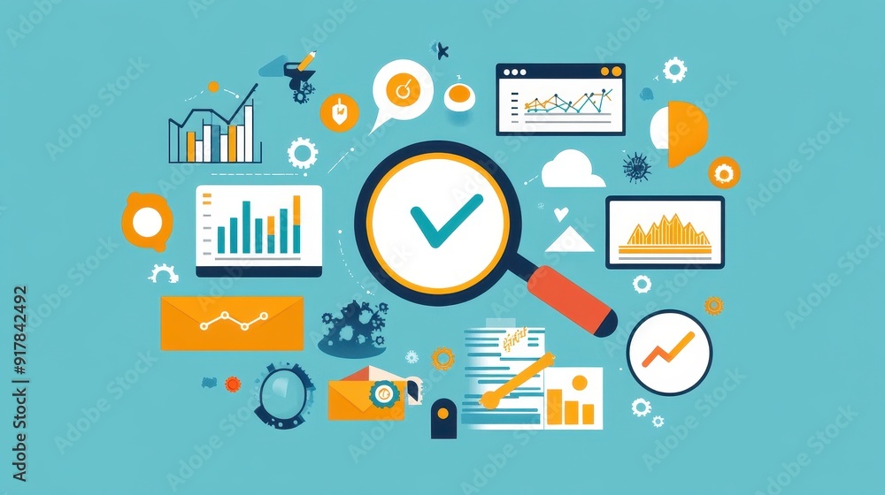 Streamlined Keyword Research in Digital Marketing Strategy - Minimalist Flat Illustration Streamlined Keyword Research in Digital Marketing Strategy - Minimalist Flat Illustration