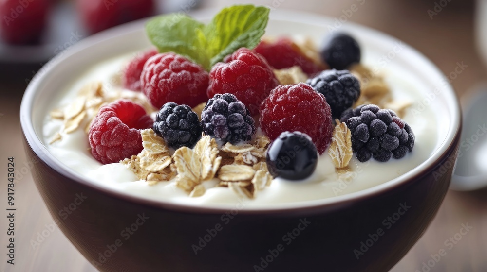 Bowl of yogurt and fruit muesli Bowl of yogurt and fruit muesli