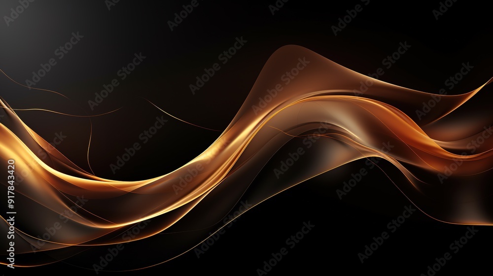 Abstract dark background with gold wavy lines. Abstract dark background with gold wavy lines.