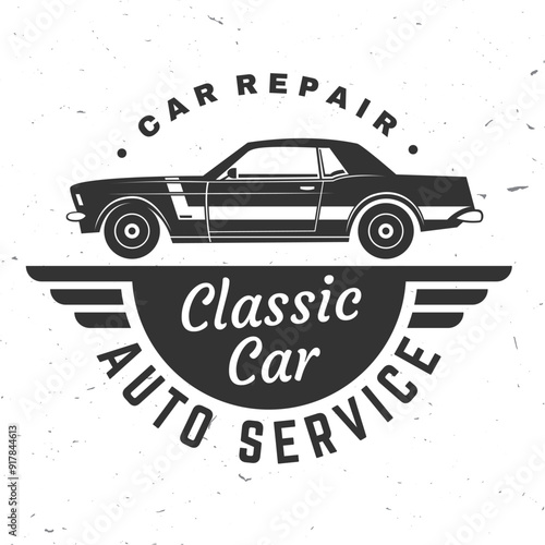 Auto service logo, emblems, badges and icons. Vector. Service car repair, restoration and car club design elements.