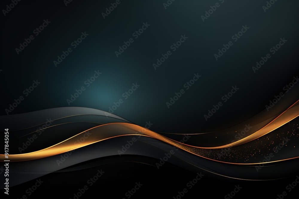 Abstract dark background with golden lines and glitter. Abstract dark background with golden lines and glitter.